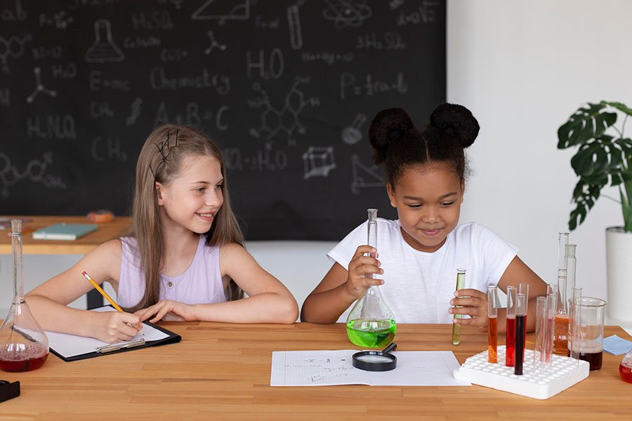 Pupils taking part in a hands-on science lesson